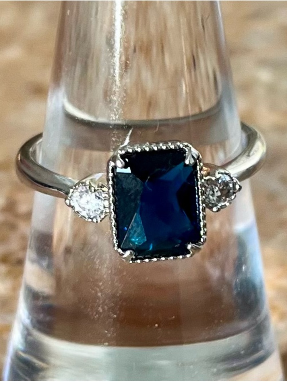 BP RETRO RBP2318 Sapphire on Rhodium Ring HTF